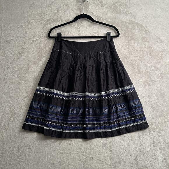 Alfani 4 Petite Beaded Sequin Black Silk and Cotton Sequin and Beaded Skirt - Picture 3 of 6